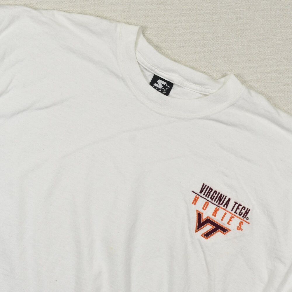 Starter Team Virginia Tech Hokies Vintage T-Shirt Mens XL White Short Sleeve USA